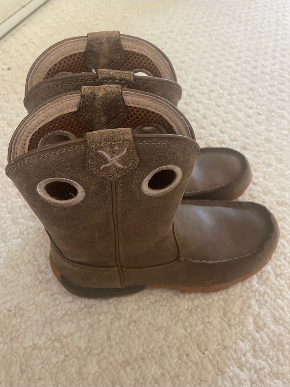 Boys Twisted X Brown Leather Work Boots- Size 3 - Picture 4 of 5